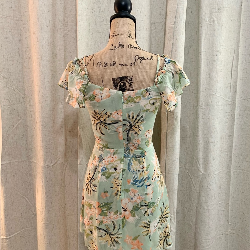 Reformation Floral Green Mini Dress - Picture 6 of 15